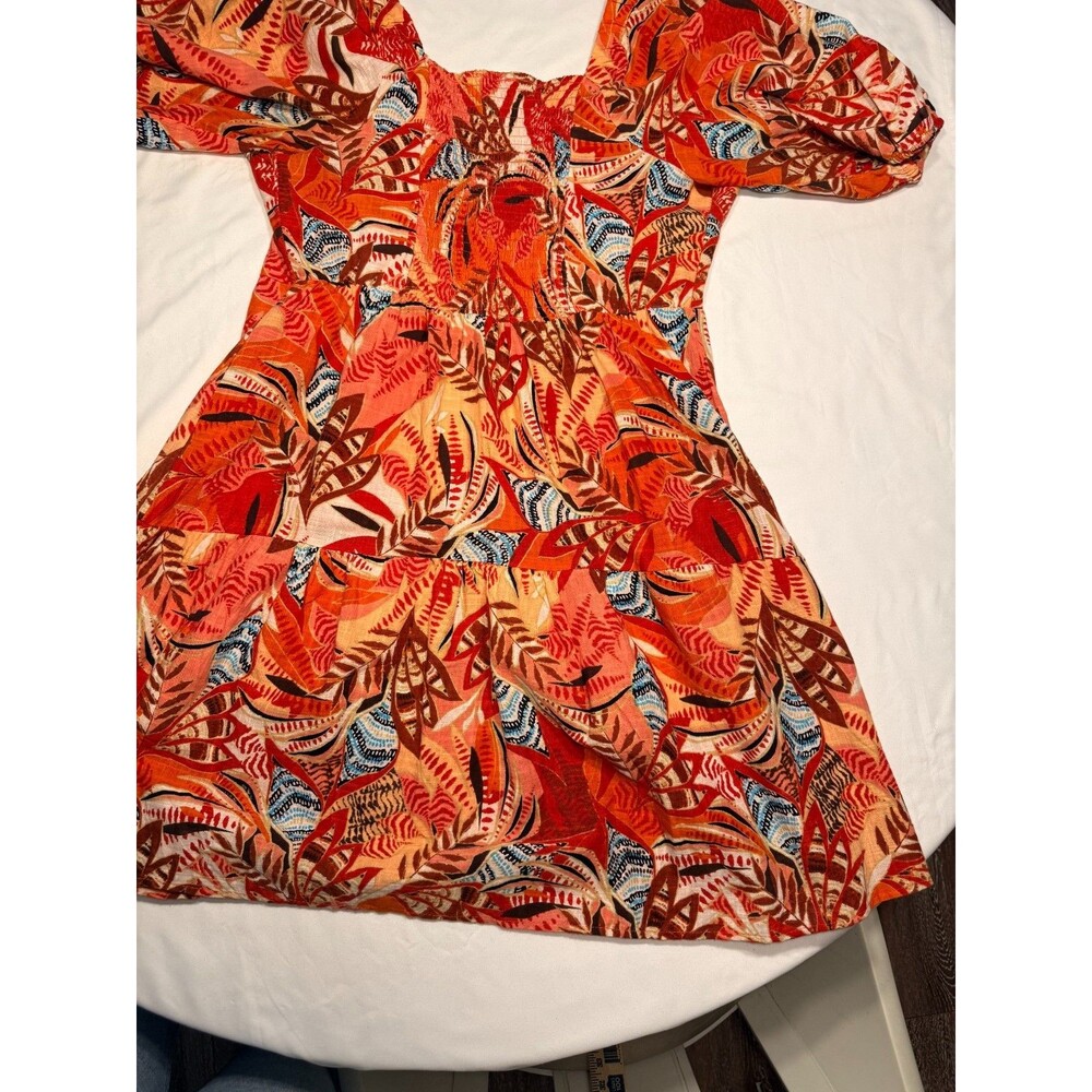 Mlle Gabrielle Women's Collared Mid Sleeve Red Floral Midi Dress Size M